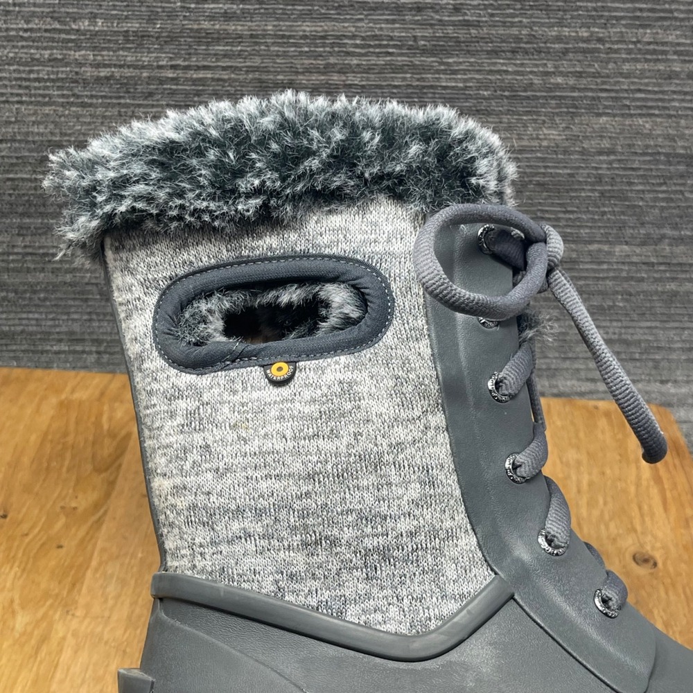 Bogs Arcata Knit Winter Boots Women 8 Gray Waterproof Faux Fur Insulated Snow - Picture 13 of 15